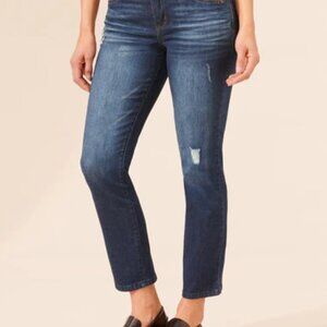 Democracy Ab Solution High Rise Straight Leg Lightly Distressed Ankle Jeans 12